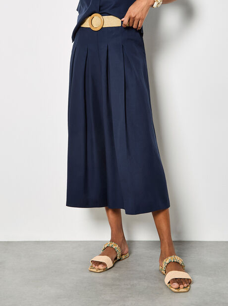 Pleated Wide-Leg Culotte Trousers