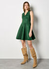 Suedette Skater Dress, Green, large
