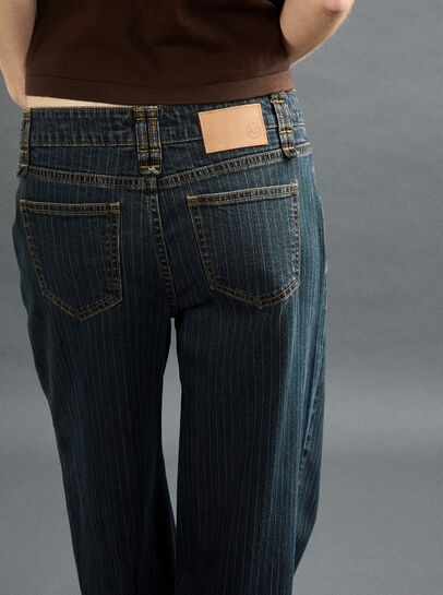 Pinstripe Wide-Leg Denim Jeans