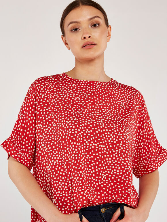 Scattered Dots Top, Red, large