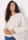 Soft-Touch Oversized Waffle Knit Top, Stone, large
