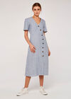 Stripe Asym Button Dress, Blue, large