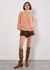 Lightweight Ruffle Blouse, Peach, large