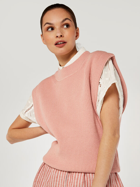 Knitted Vest, Pink, large