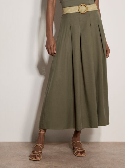 Boho Belted Midi Skirt