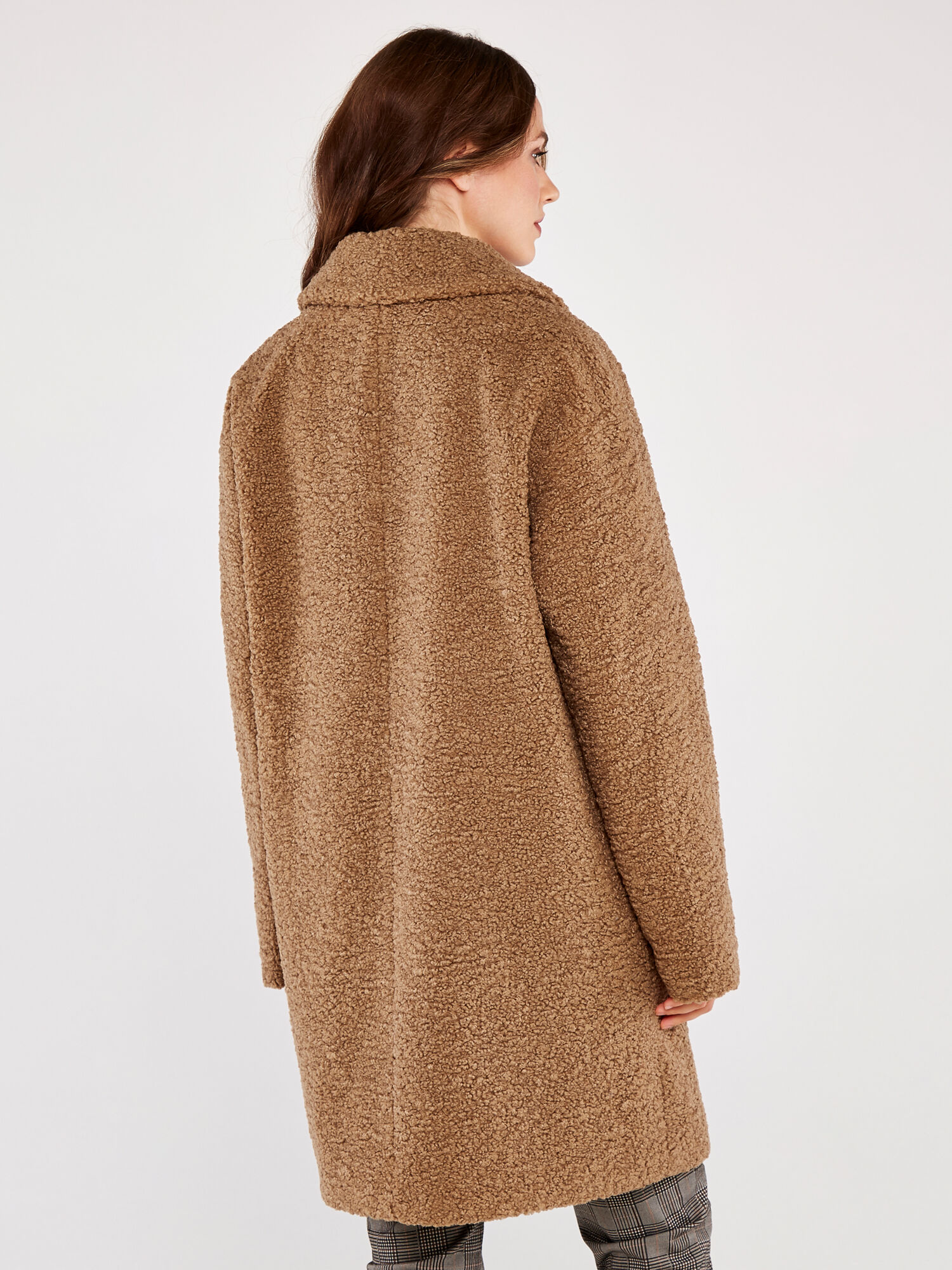 Borg Fur Coat Apricot Clothing