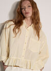 Stripe Ruffle Hem Shirt, Yellow, large