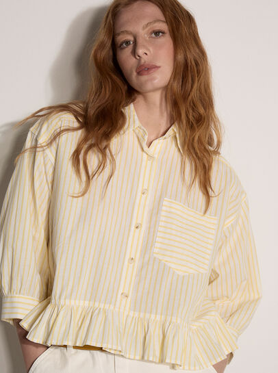 Stripe Ruffle Hem Shirt