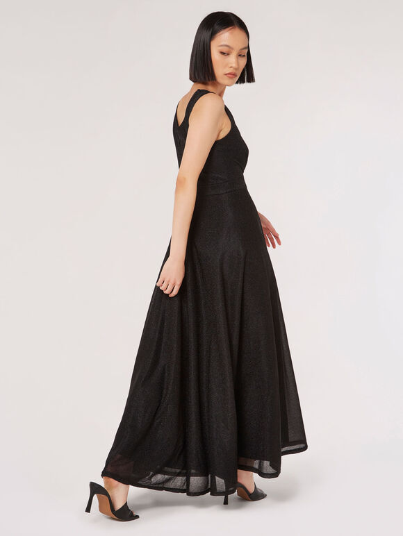 Robe Maxi Sparkle Lurex, Noir, grand