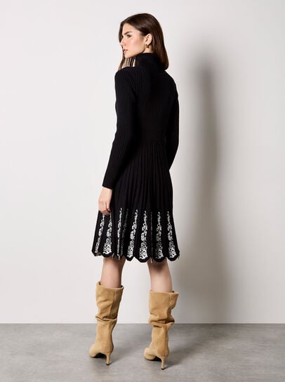 Filigree Pattern Knitted Midi Dress