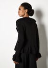 Ruffle Ribbed Knit Cardigan, Black, large