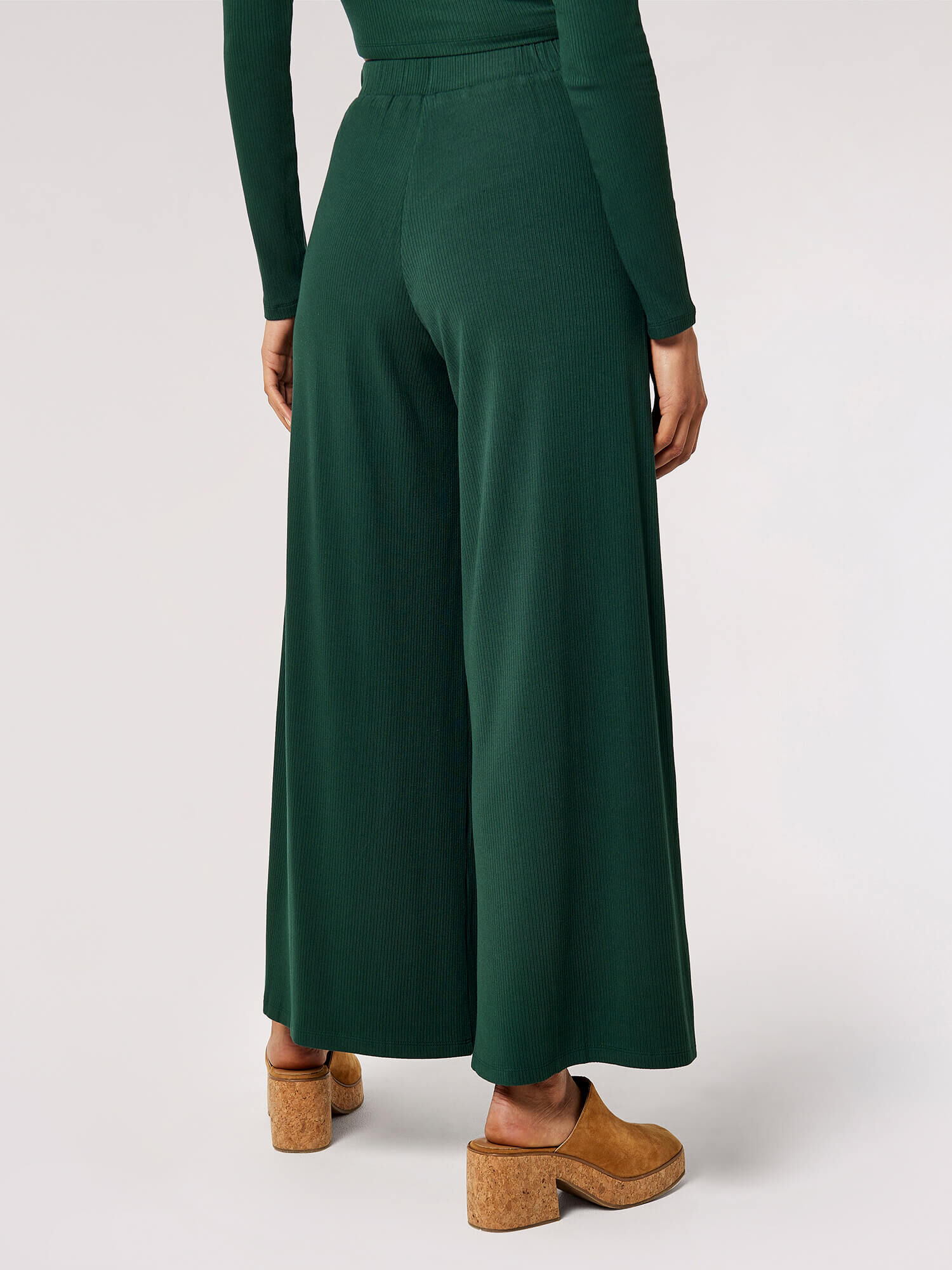Self-Tie Waist Knit Wide-Leg Pants in Tan - Retro, Indie and Unique Fashion