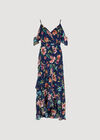 Watercolour Floral Chiffon Maxi Dress, Navy, large