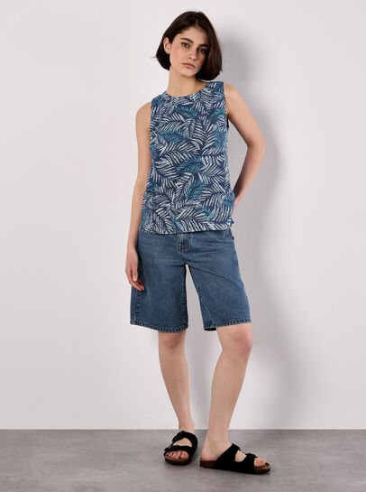 Batik Leaf Print Vest Top