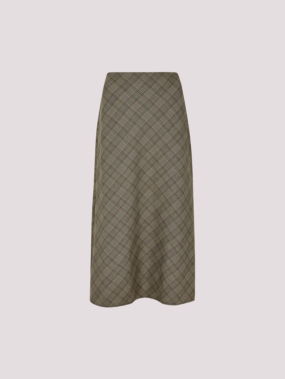 Heritage Check Bias Maxi Skirt, Grey, large