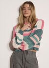 Soft Stripe Knit Cropped Jumper, Pink, large