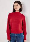 Twisted Cable Knit Batwing Jumper, Red, large