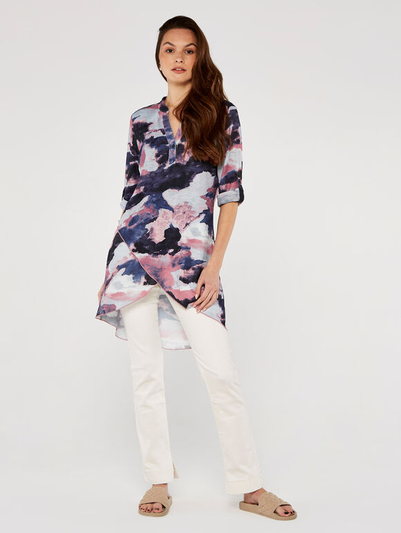 Watercolour Disruption Tunic, Pink, large