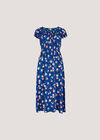 Vintage Rose Milkmaid Midi Dress, Blue, large