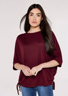 Soft Touch Drawstring Knit Top, Burgundy, large
