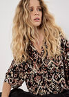 Ikat Print Boxy Shirt, Black, large