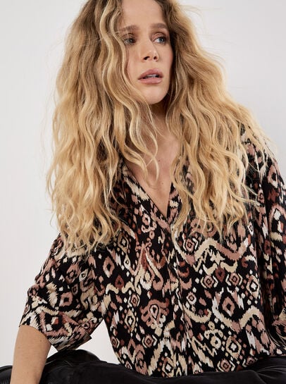 Ikat Print Boxy Shirt
