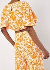 Cotton Floral Print Palazzo Trousers, Orange, large