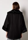 Faux Fur Trim Wrap Jacket, Black, large