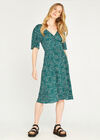 Button Front Polka Dot Tea Dress, Green, large