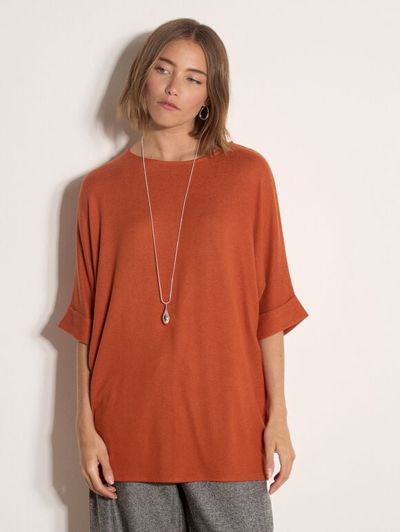 Soft Touch Batwing Top, Orange, large