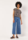 Mixed Animal Textured Cropped T-Shirt, Grey, large