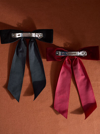 Velvet Bow Hair Clips, Pack Of 2
