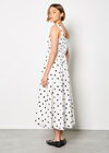Polka Dot Smocked Midi Dress, White, large