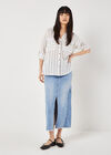 Cotton Stripe Boxy Shirt, White, large