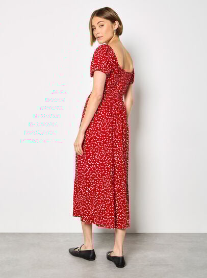 Mini Heart Print Midi Dress