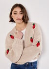 Chunky Knit Strawberry Cardigan, Stone, large