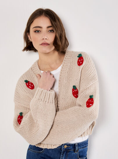 Chunky Knit Strawberry Cardigan
