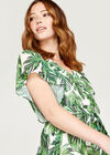 Tropical Leaf Kimono Maxi Dress, Cream, large