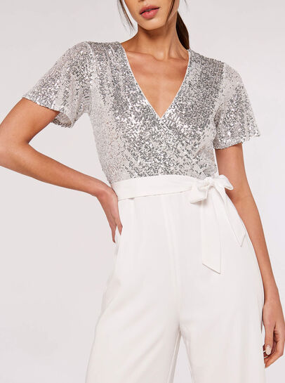 Sequin Wrap Palazzo Jumpsuit