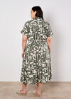 Geo Grecian Shirt Midi Dress, Khaki, large