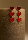 Gold Tone Heart Drop Earrings, Red, large