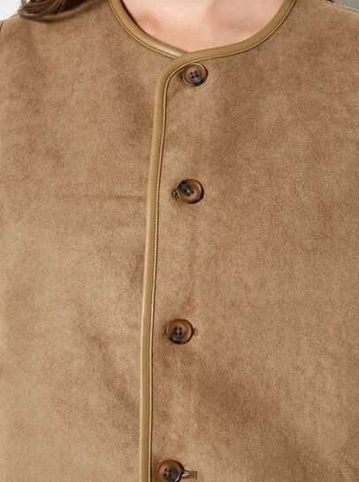 Reversible Borg Suede Gilet