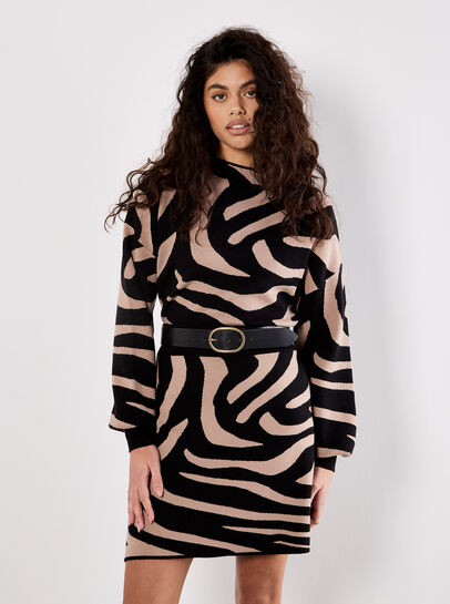 Zebra Knitted A-Line Skirt