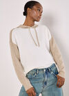 Colour Block Knitted Hoodie, Cream, large