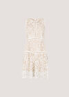 Lace Skater Mini Dress, White, large