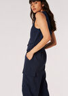 Textured Pinstripe Cargo Trousers, Navy, large