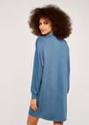 Pullover-Minikleid mit Stehkragen, Blau, Größe L