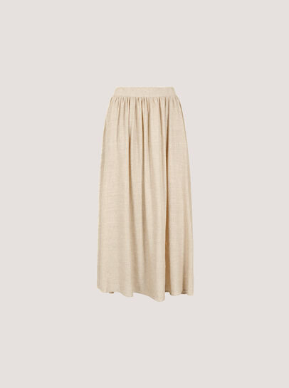 Linen Pleated Midi Skirt