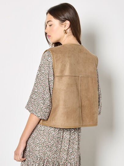 Reversible Borg Suede Gilet