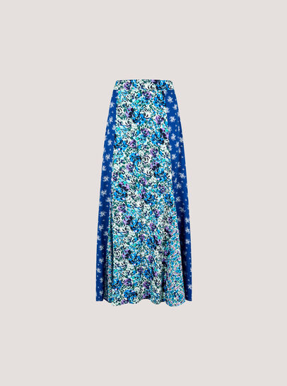Floral Patchwork Print Midi Skirt